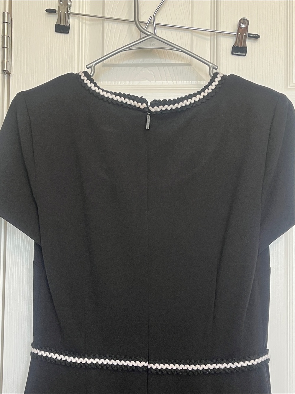 Karl Lagerfeld Black Wide-Leg Short-Sleeve Jumpsuit with White Trim - Picture 12 of 14